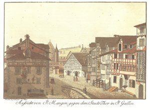 View from St. Mangen towards the City Gate in St. Gallen